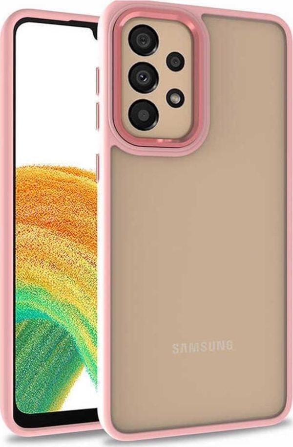 Coverzone Galaxy A72 Ile Uyumlu Kılıf Kontrast Renk Tasarımlı Cynosure Kapak Rosegold - Image 1