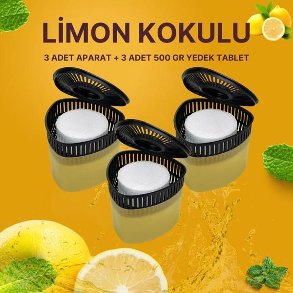3 Adet 500 gr Nem Alıcılı Ve Rutubet Giderici Aparat Üçgen Limon (TABLET DAHİL) - Image 1