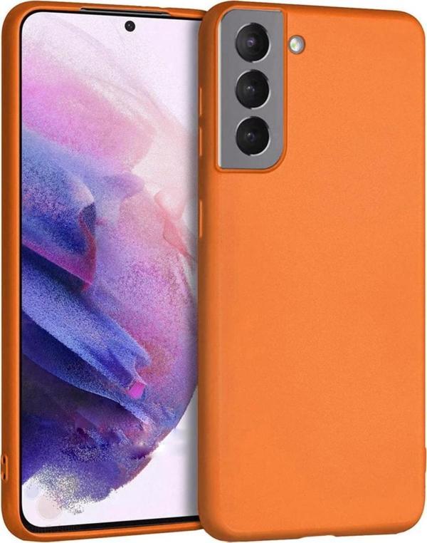 Coverzone Galaxy S21 Fe Uyumlu Kılıf Kadife Iç Yüzey Silikon Vieri Kılıf Turuncu - Image 1