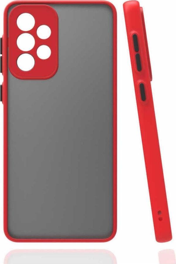 Coverzone Galaxy A72 Ile Uyumlu Kılıf Lastik Desen Kenar Kamera Korumalı Arkası Şeffaf Halx Kırmızı - Image 1