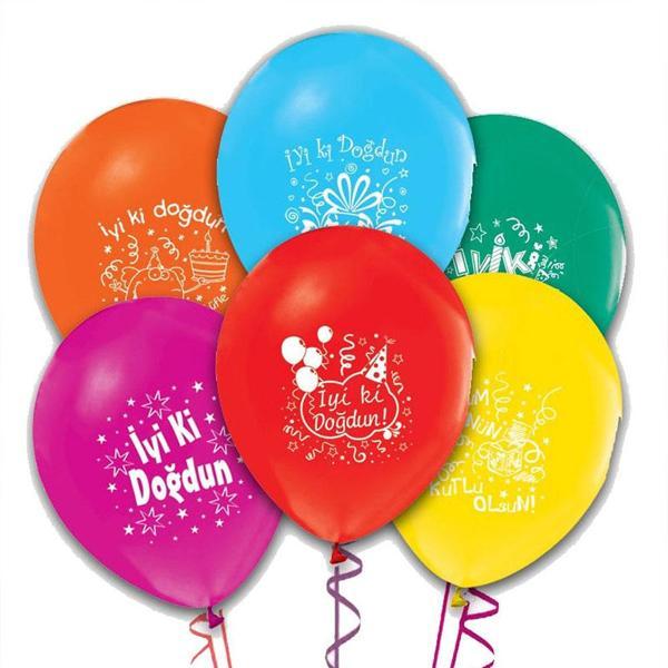 12 Inc 100 Adet İyiki Doğdun Yazılı Balon - Image 1