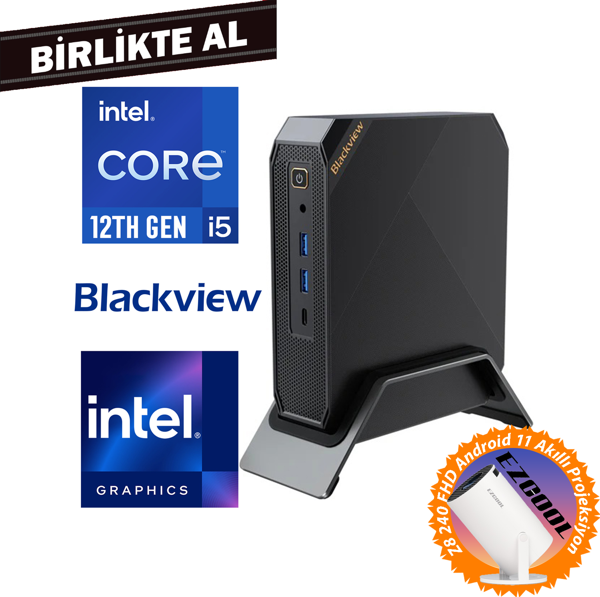 Blackview MP200 i5-12450H 16GB 512GB SSD Windows 11 Pro Mini PC + Projeksiyon MP200161I5 012 - Image 1