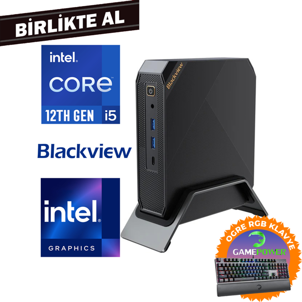 Blackview MP200 i5-12450H 16GB 512GB SSD Windows 11 Pro Mini PC + Gaming Klavye MP20016512I5 017 - Image 1