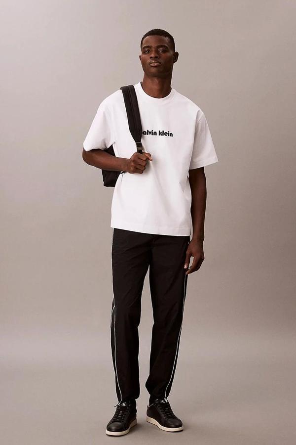 Calvin Klein Jeans Rahat Kesim Kırışık Eşofman Altı Erkek  Beyaz Pantolon LV04RC522G-UB1 - Image 1