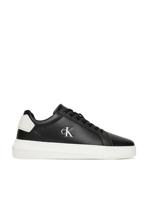 Calvin Klein Jeans Kalın Tabanlı Arma Detaylı Deri Erkek Siyah  Sneaker YM0YM01296-0GM - Image 1
