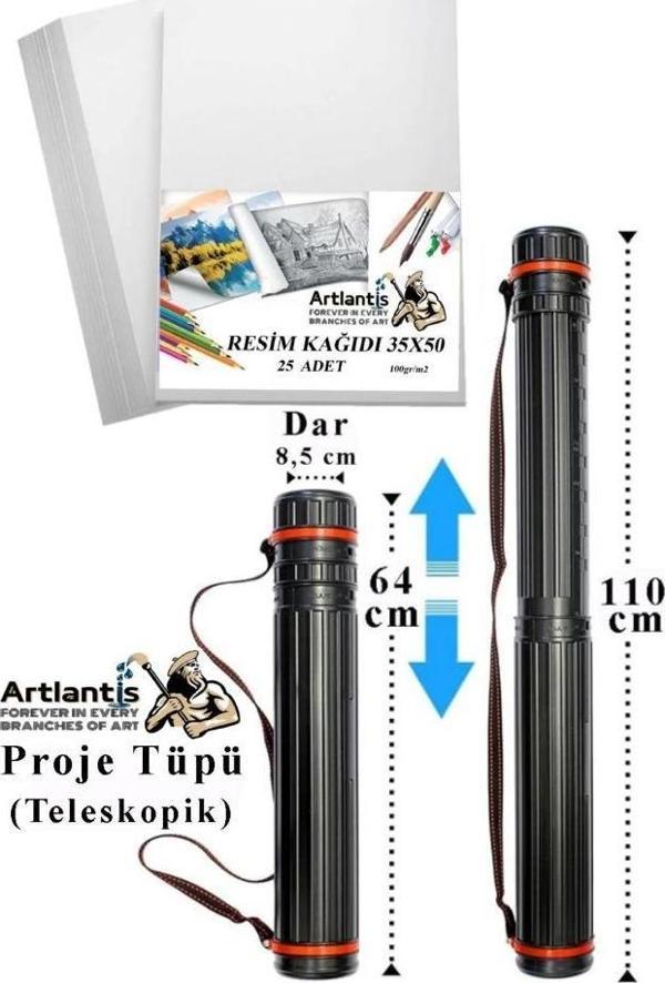 Proje Tüpü Dar 1 Adet 35x50 cm Resim Kağıdı 25 Adet Bozuka Proje Tüpü Silindir Proje Tüpü - Image 1