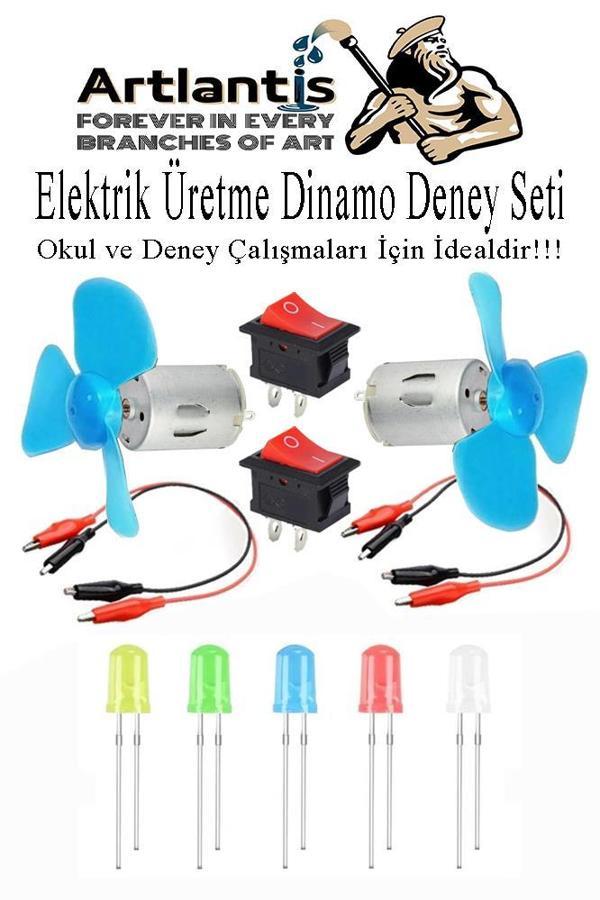 Dinamo Deney Seti 1 Paket Rüzgar Enerjisinden Elektrik Üretme Deney Seti Dinamo Krokodil Kablo Açma Kapama Anahtarı Mant - Image 1