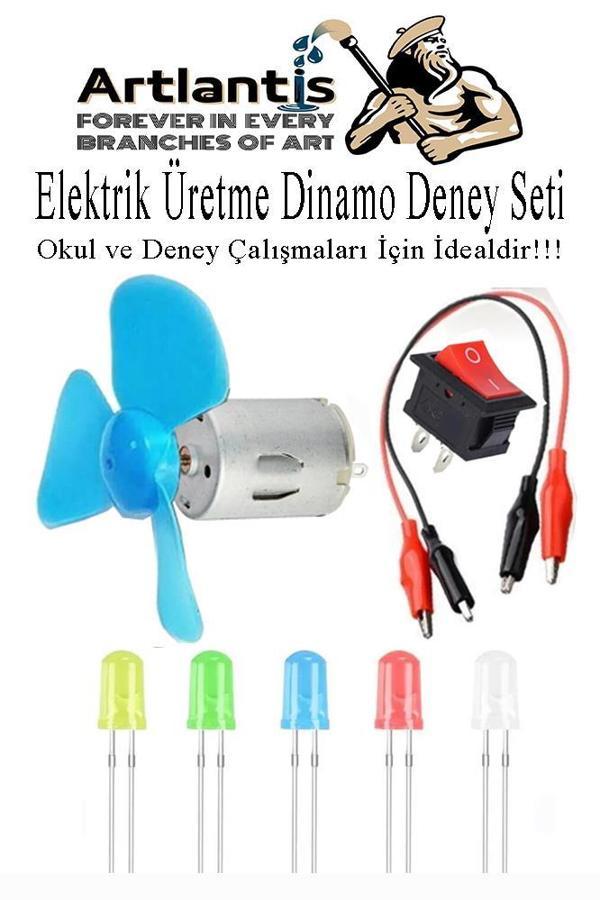 Dinamo Deney Seti 1 Paket Rüzgar Enerjisinden Elektrik Üretme Deney Seti Krokodil Kablo Dinamo Açma Kapama Anahtarı Mant - Image 1