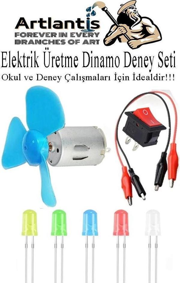 Dinamo Deney Seti 1 Paket Rüzgar Enerjisinden Elektrik Üretme Deney Seti Krokodil Kablo Dinamo Açma Kapama Anahtarı Mant - Image 1