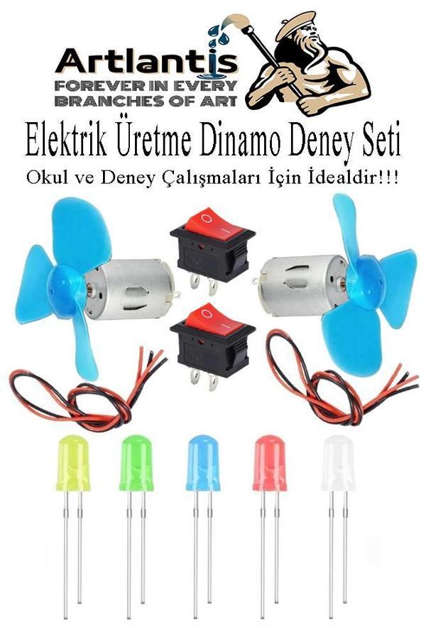 Dinamo Deney Seti 1 Paket Rüzgar Enerjisinden Elektrik Üretme Deney Seti Dinamo Led Ampul Açma Kapama Anahtarı Mantar - Image 1