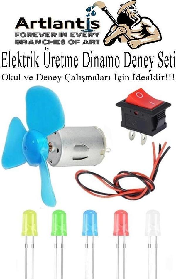 Dinamo Deney Seti 1 Paket Rüzgar Enerjisinden Elektrik Üretme Deney Seti Dinamo Açma Kapama Anahtarı Mantar Led Ampul - Image 1
