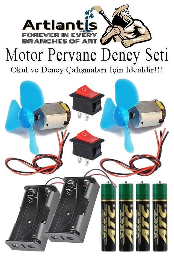 Motor Deney Seti 1 Paket Pervane Dc Motor Anahtar Pil Yatağı Pil İletken Kablo Okul Sınıf Deney Malzemesi - Image 1