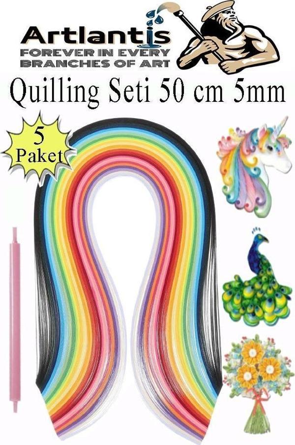 Quilling Seti 5 mm İnce 5 Paket Quling Kağıt Katlama Kıvırma Sanatı Telkari Kuiling Karışık Renkli - Image 1