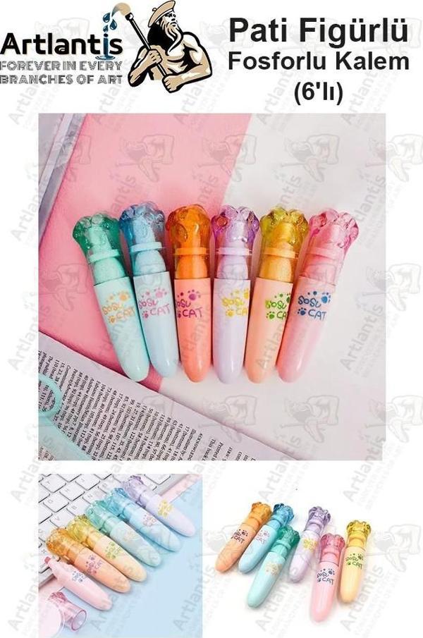 Pati Fosforlu Kalem 1 Paket 6 Renk Sevimli Pati Figürlü İşaret Kalemi Mini 6 lı Fosforlu Kalem - Image 1