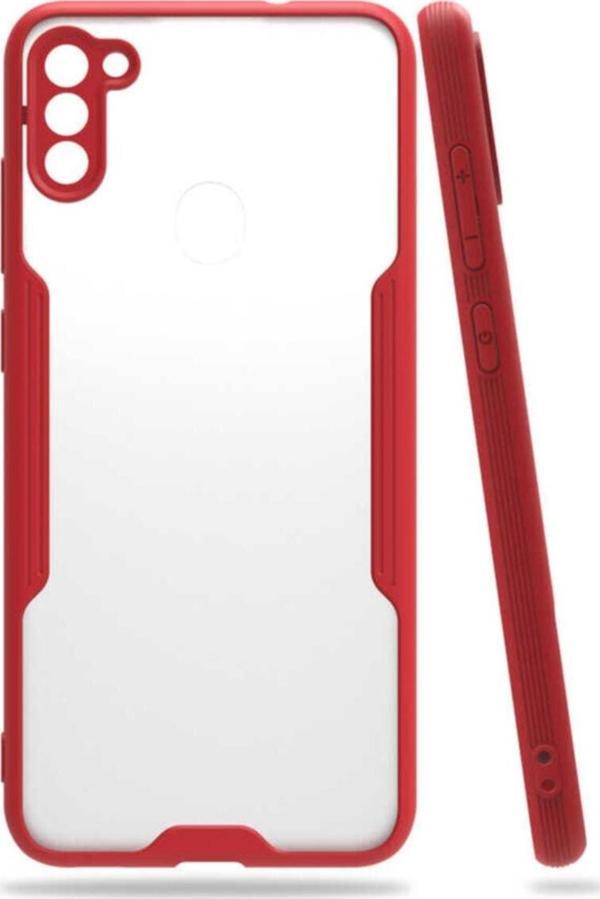 Coverzone Galaxy M11 Renkli Kenar Perfe Tpu Silikon Kılıf Kırmızı - Image 1