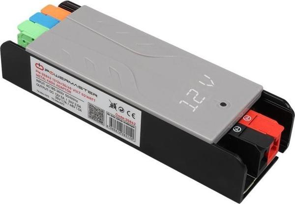 PowerMaster PM-26842 12/24/36/48 Volt 3 Amper 60 Watt Metal Kasa Kademeli Adaptör Voltaj Göstergeli 128x42x27mm - Image 1