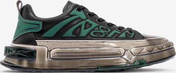 MARCOMEN Erkek Kalın Taban Bağcıklı Günlük Sneaker Gerçek Deri MC 20036 SİYAH/YEŞİL - Image 1
