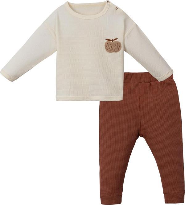 ELMA NAKIŞLI SWEAT PANTOLON TAKIM Bej - Image 1