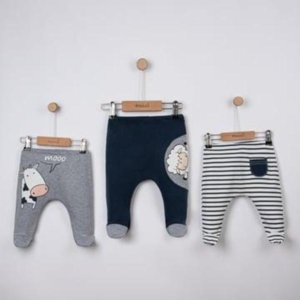 ÇİZGİLİ PATİKLİ ÜÇLÜ PANTOLON LACİVERT - Image 1