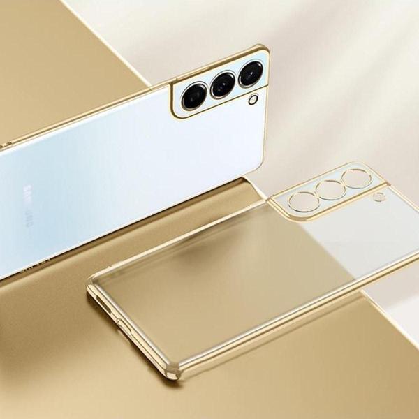 Coverzone Galaxy S21 Plus Ile Uyumlu Kılıf Dört Köşeli Lazer Şeffaf Gold - Image 1