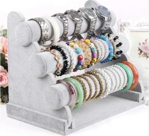 İthal Süet Kumaş Gri Renk 30 /24 cm Çıkmalı Bileklik Saat Standi - Image 1
