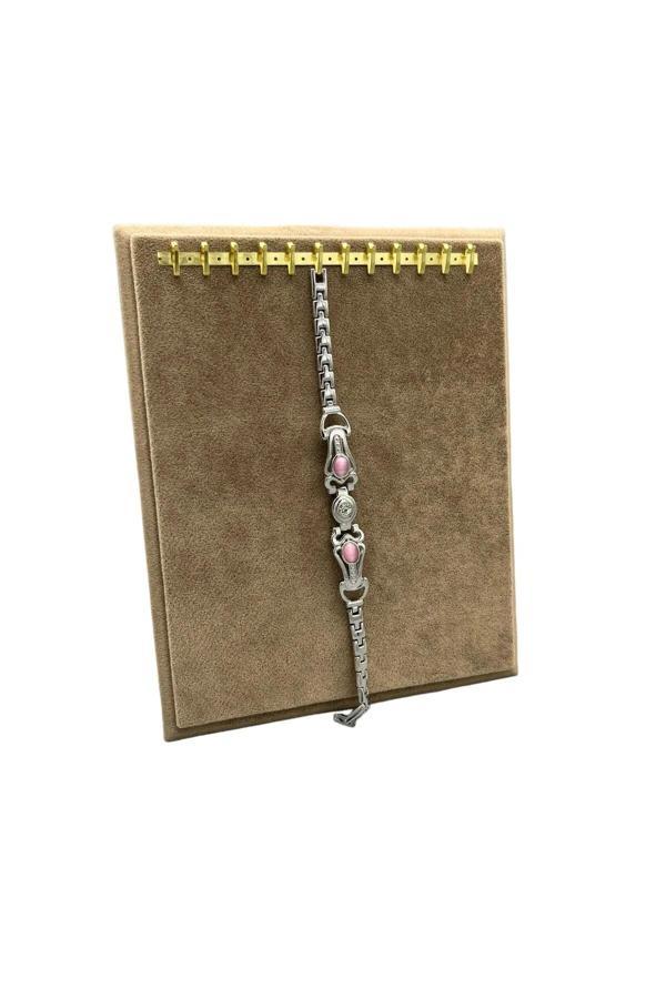 Süet Kumaş Sütlü Kahve Renk 20/16 Cm Ayaklı Kanca Bileklik Sergileme Standı - Image 1