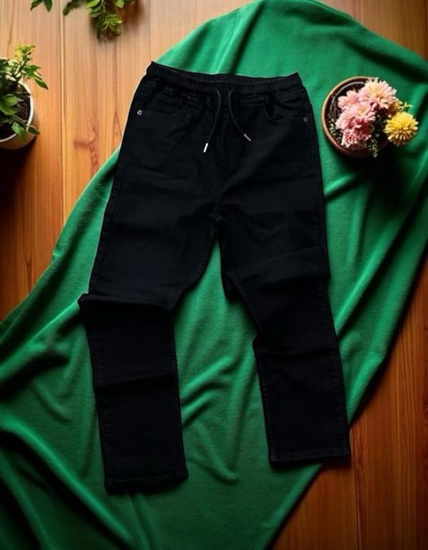 BEL LASTİKLİ DENIM PANTOLON Siyah - Image 1