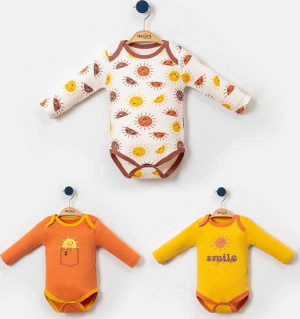 GÜNEŞLİ UZUN KOL ÜÇLÜ BODY SET Hardal - Image 1