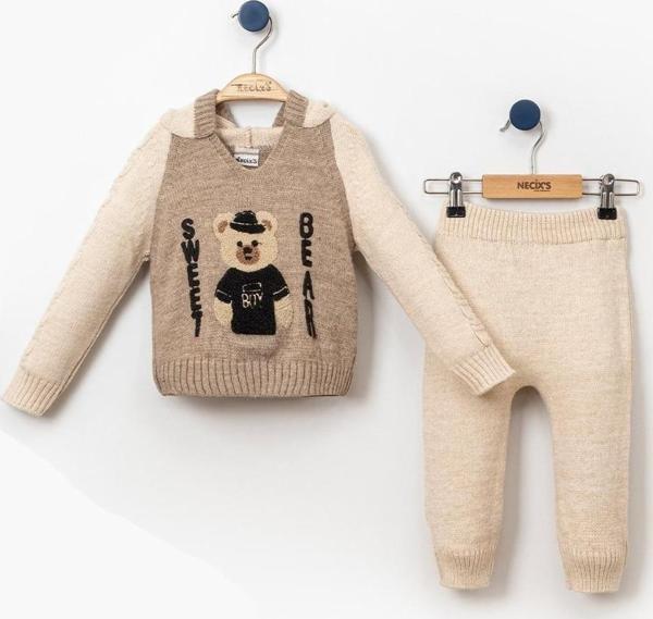 BEAR KAPŞONLU TRİKO TAKIM Bej - Image 1