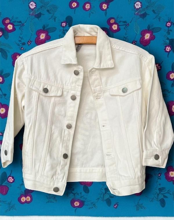 ARKASI BASKILI ARMALI DENIM MONT BEYAZ - Image 1