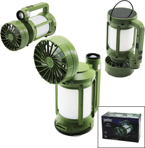 3İN1=FAN - 2-FENER SOLAR - USB ŞARJ VANTİLATÖR - KAMP LAMBA FENER:10W+5WFAN=90 DERECE OYNAR BAŞ- TEK KADEME PT-576 (5060) - Image 1