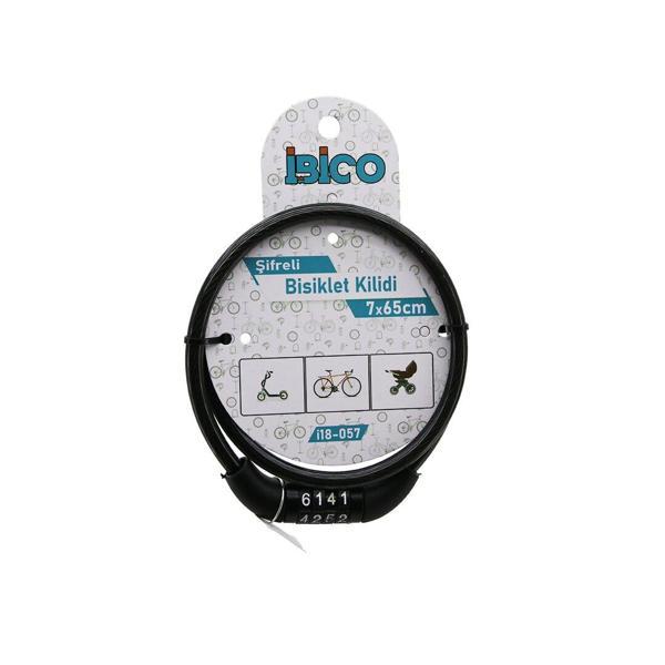 ŞİFRELİ EKO - İNCE BİSİKLET KİLİT ÇELİK TEL SİYAH ŞEFFAF KILIF 7MMX65CM (5060) - Image 1