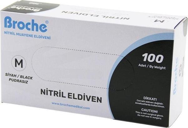 BROCHE M SİYAH PUDRASIZ NİTRİL MUAYENE ELDİVENİ 100LÜ (5060) - Image 1