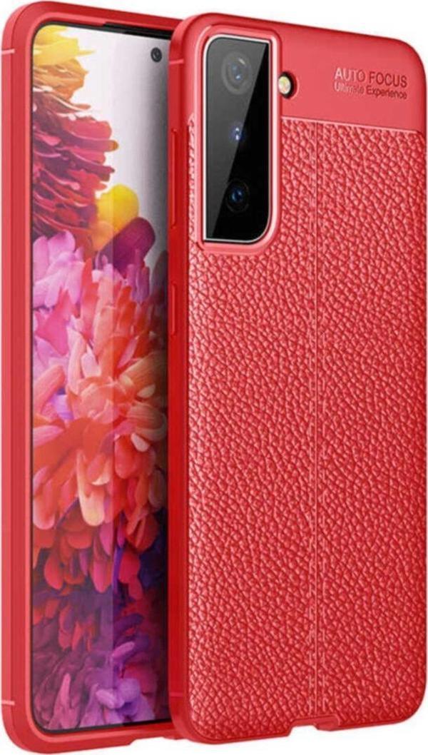Coverzone Galaxy S21 Plus Kılıf Niss Silikon Deri Görünümlü Kırmızı - Image 1