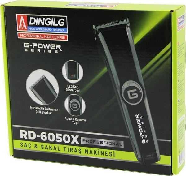 SAÇ SAKAL KESME - TRAŞ MAKİNESİ FİŞ ŞARJLI=LED GÖSTERGE AYARLI BIÇAK=0.1-05MM RD-6050X G-POWERG-PLUS (5060) - Image 1