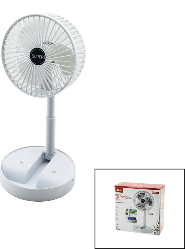 MASA ÜSTÜ VANTİLATÖR USB ŞARJLI KATLANIR FAN=16.4CM - UZAYAN AYAK=12.5-19CM 180 DERECE DÖNEBİLEN TELEFONLUKLU BWFN-11 (5060) - Image 1