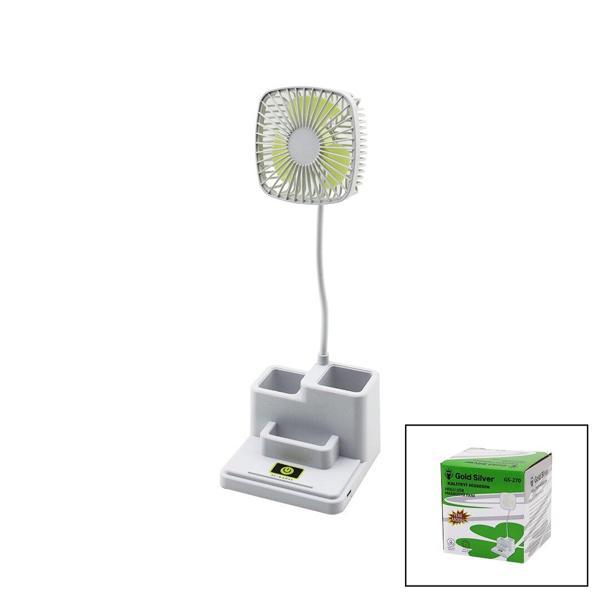 KALEMLİKLİ MASAÜSTÜ VANTİLATÖR USB ŞARJLI FAN:8.9CM- AKROBAT AYAK=23CM+KALEMLİK:36.5CM TELEFONLUK GS-270 (5060) - Image 1