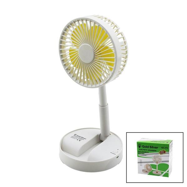 MASA ÜSTÜ VANTİLATÖR USB ŞARJIL KATLANIR FAN=13.6CM - UZAYAN AYAK=11-16CM 180 DERECE TELEFONLUKLU GS-275 (5060) - Image 1