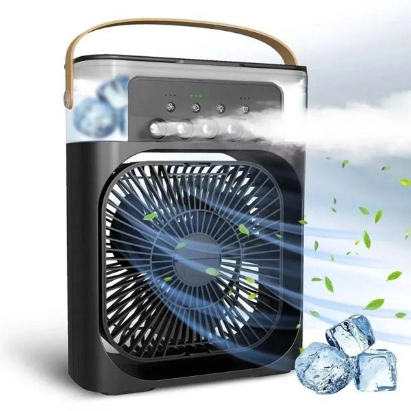 Taşınabilir 3 Farklı Mod Ayarlı 7 Farklı Led Işıklı Sulu Soğutmalı Taşınabilir Masaüstü USB Fan Vantilatör (5060) - Image 1