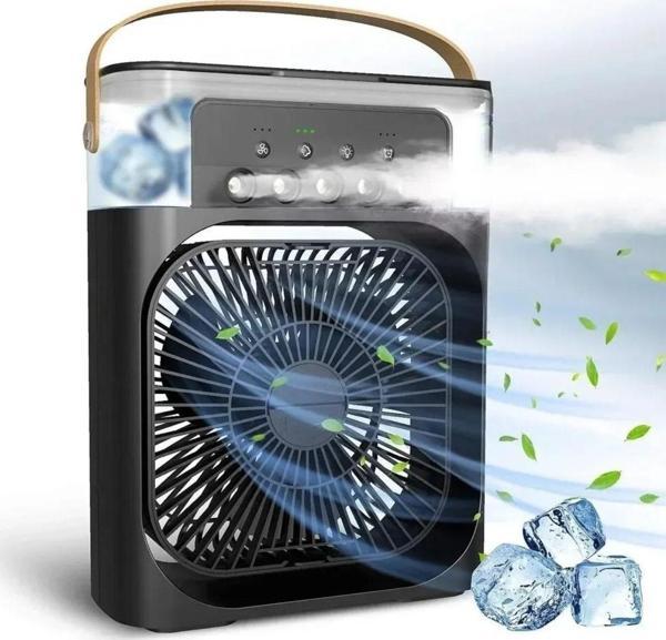 Taşınabilir 3 Farklı Mod Ayarlı 7 Farklı Led Işıklı Sulu Soğutmalı Taşınabilir Masaüstü USB Fan Vantilatör (5060) - Image 1