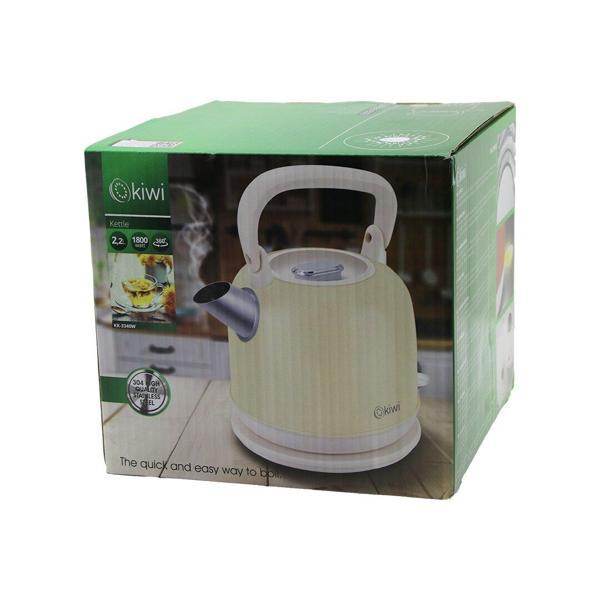 KİWİ KK-3340W KREM NOSTALJİ DEMLİK MODELÇELİK KETTLE SU ISITICI 2.2LT1800W PASLANMAZ ÇELİK GÖVDE- GİZLİ RESİZTANS (5060) - Image 1