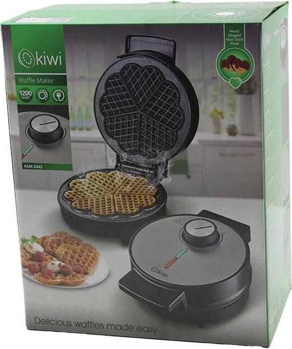 KİWİ KSM-2442 ELEKTRİKLİ WAFFLE MAKİNESİ 1200W ISI AYAR ANAHTARI - IŞIKLI ISI GÖSTERGE 5-DİLİM=KALPY APIŞMAZ PLAKA (5060) - Image 1