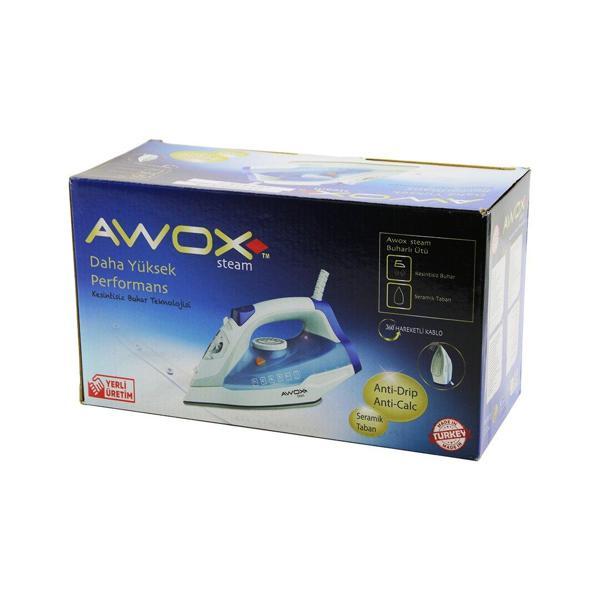 AWOX STEAM-1716 BUHARLI ÜTÜ SERAMİK TABAN 2600W 360 DERECE DÖNEBİLEN KABLO - 490ML ŞEFFAF SU TANKI (5060) - Image 1