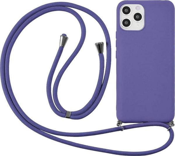 Coverzone Iphone 13 Pro Ile Uyumlu Ipli Boyun Askılı Silikon Kılıf Kadife Iç Yüzeyli Epiphany Kılıf Lila - Image 1