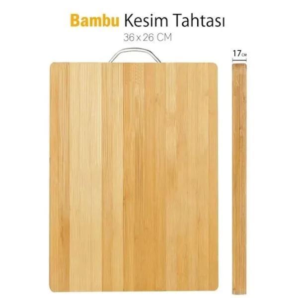 Metal Saplı Bambu Kesim Panosu - Image 1