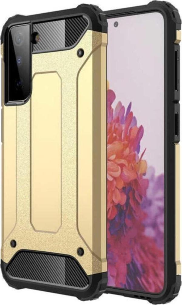 Coverzone Galaxy S21 Plus Kılıf Shockproof Slikon Zırh Gold - Image 1