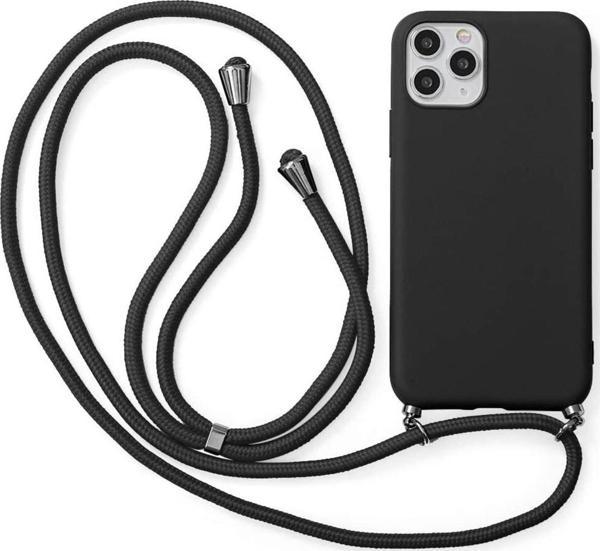 Coverzone Iphone 13 Pro Ile Uyumlu Ipli Boyun Askılı Silikon Kılıf Kadife Iç Yüzeyli Epiphany Kılıf Siyah - Image 1