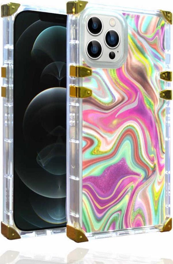 Coverzone Iphone 13 Pro Ile Uyumlu Kılıf Desenli Ebruli Dalga Desenli Mesmerizing Kılıf Pembe Koyu - Image 1