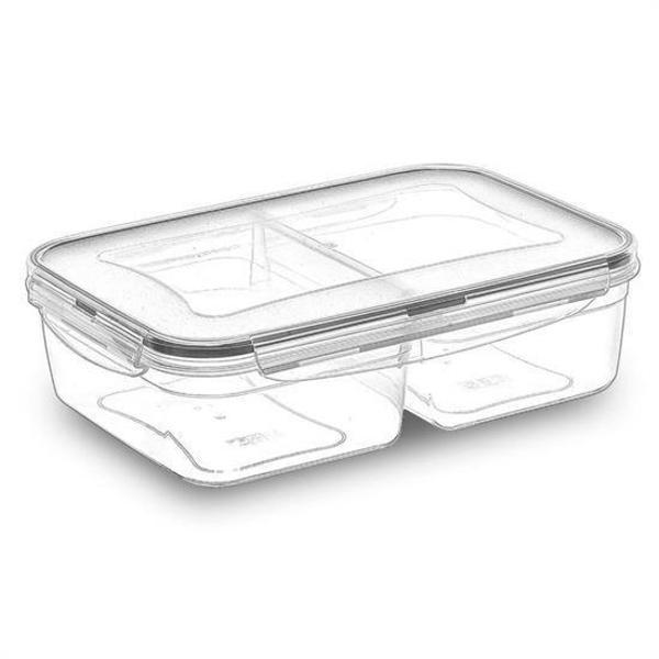 BUFFER® 2 Bölmeli Sızdırmaz Contalı Kilitli Kapaklı 1 Litre Erzak Saklama Kabı -LC505 - Image 1