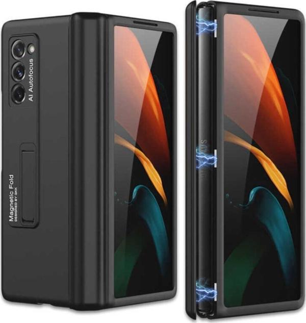Coverzone Galaxy Z Fold 2 Kılıf 180 Derece Dönebilen Standlı M-magnet Kılıf Siyah - Image 1